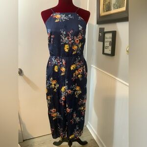 Material Girl Navy jumpsuit floral print size M